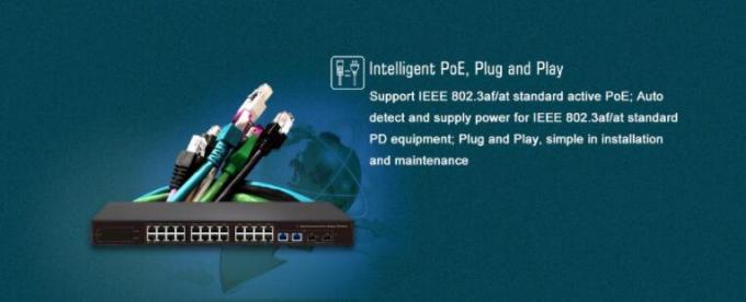 イーサネット スイッチ、802.3atギガビット24チャネルPOEスイッチ上の48V標準的な力